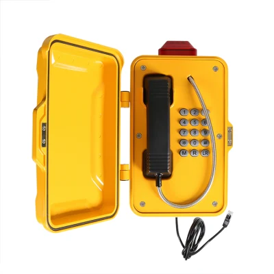 Telefone de emergência analógico/SIP/3G Telefone à prova de intempéries Telefones industriais robustos com luz de advertência
