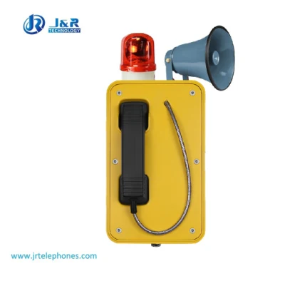 Telefone Ringdown à prova de intempéries com luz de advertência e buzina para a indústria, telefone de linha direta de túnel